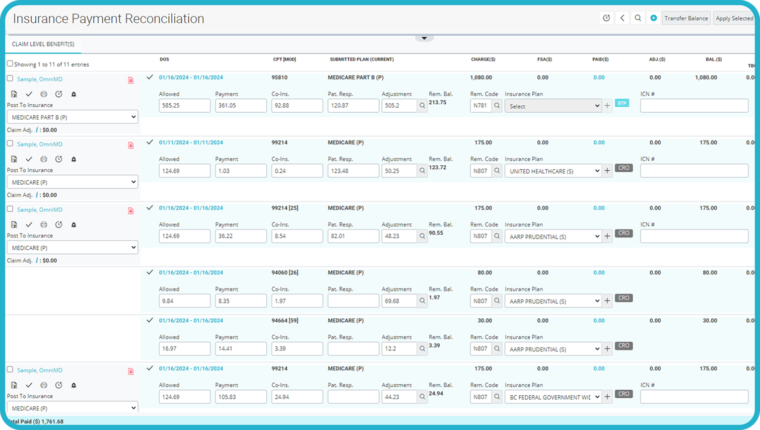Insurance Payment Reconciliation